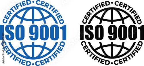 ISO 9001 Certification stamp– Vector Seal and badge for Quality Management Standards