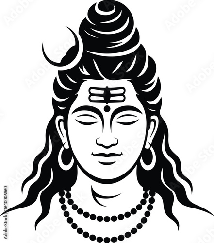 Lord Shiva Black Silhouette Vector Illustration, Transparent Background.