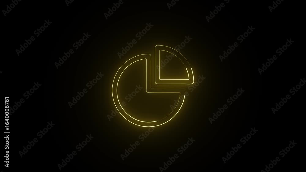Glowing Neon Pie Chart Icon Isolated on Black Background. HD Video Motion Graphic Animation