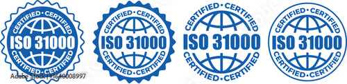 ISO 31000 Certification Badge – Vector Seal for Risk Management Standards and Guidelines