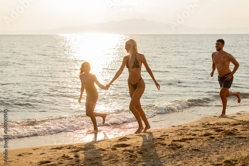 Joyful moments at sunset on...