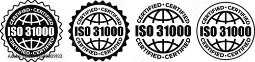 ISO 31000 Certification Badge – Vector Seal for Risk Management Standards and Guidelines