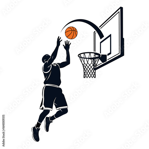 basketball player silhouette shooting ball into hoop clip art preview