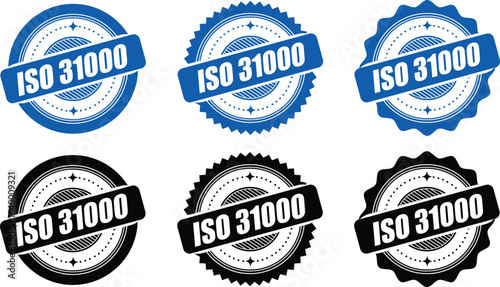 ISO 31000 Certification Badge – Vector Seal for Risk Management Standards and Guidelines