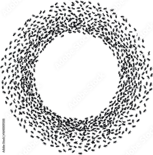 Swarm of birds forming a circle in sky