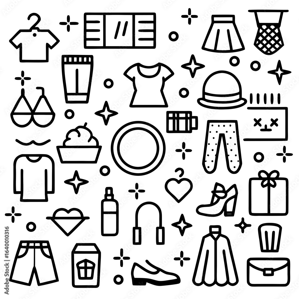 Obraz premium Fashion and accessories icons silhouette isolated on white background