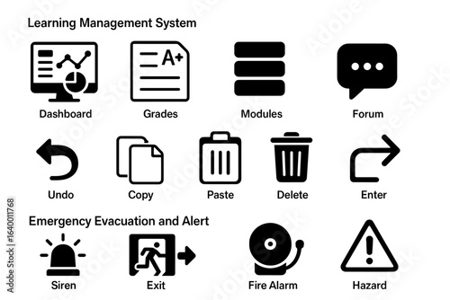 Icons for learning management and emergency systems
