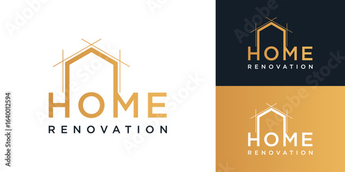 Renovation logo design with house roof line