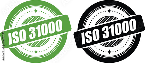 ISO 31000 Certification Badge – Vector Seal for Risk Management Standards and Guidelines