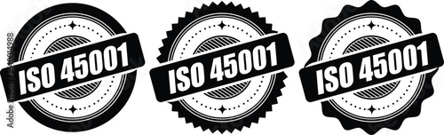 ISO 45001 Certification Badge – Vector Seal for Occupational Health and Safety Management Standards