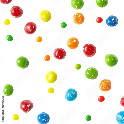 Colorful candies falling on black background, food photography, confectionery