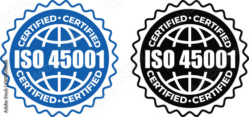 ISO 45001 Certification Badge – Vector Seal for Occupational Health and Safety Management Standards