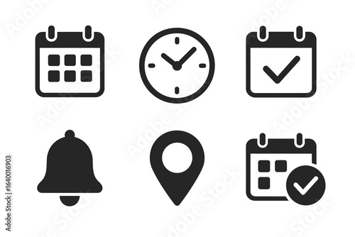 Calendar icons and clock illustrations for time management and scheduling