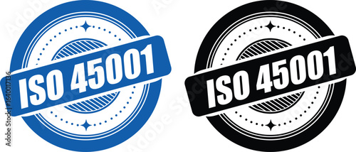 ISO 45001 Certification Badge – Vector Seal for Occupational Health and Safety Management Standards