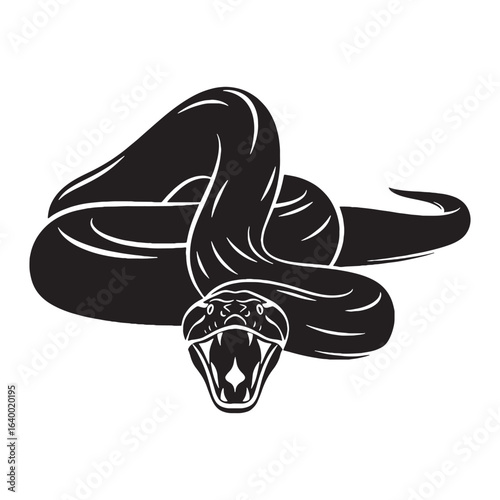 Deadly Anaconda Silhouette – Anaconda Vector Artwork for Predator Studies – Snake Silhouette – Silhouette of Anaconda

