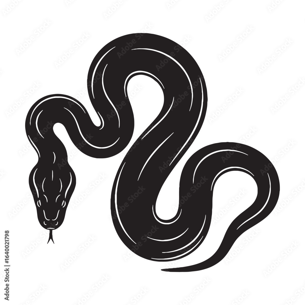 Naklejka premium Powerful Anaconda Silhouette – Anaconda Vector Graphic for Wildlife Themes – Snake Vector – Silhouette of Anaconda