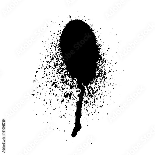 Spray Paint Splatter Abstract Black Blob with Drip Effect