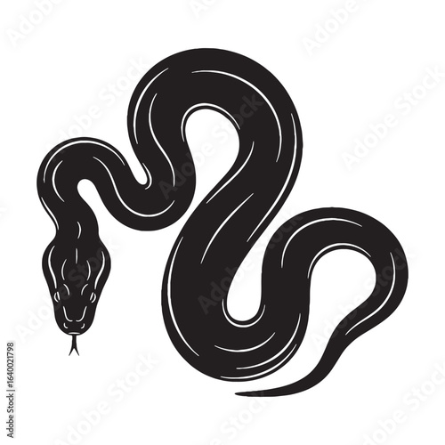 Powerful Anaconda Silhouette – Anaconda Vector Graphic for Wildlife Themes – Snake Vector – Silhouette of Anaconda

