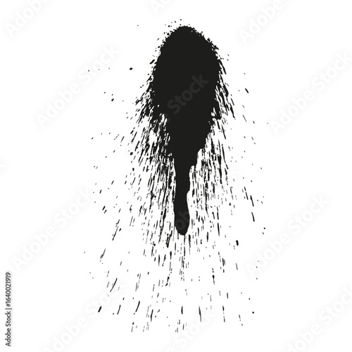 Spray Paint Splatter Abstract Black Blob with Drip Effect