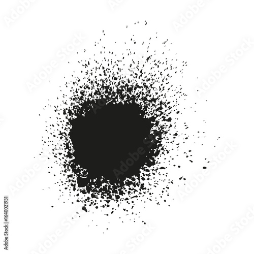 Spray Paint Splatter Abstract Black Blob with Drip Effect