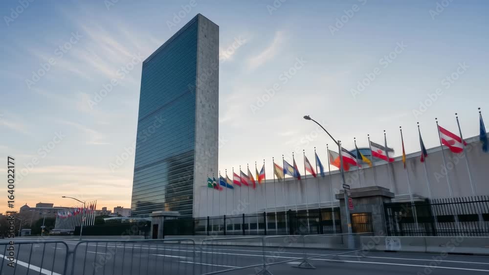 United Nations Headquarters: Flags, Architecture, Global Diplomacy, New York City.