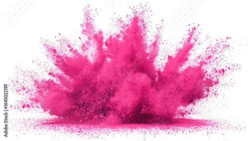 Pink powder explosion, radiating outward from a central point