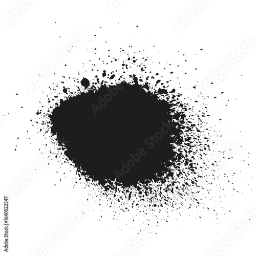 Spray Paint Splatter Abstract Black Blob with Drip Effect