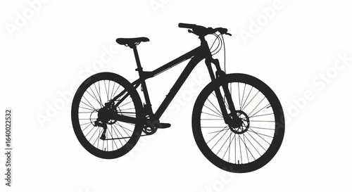Black Silhouette of a Mountain Bike with Spoked Wheels