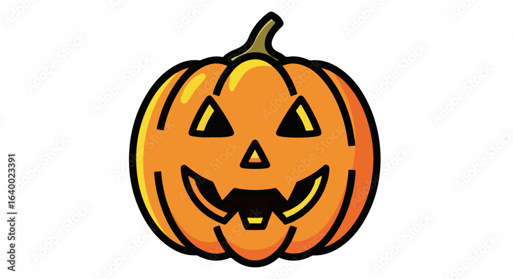 Fototapeta premium Carved Orange Halloween Pumpkin with Triangular Eyes and Wide Grin