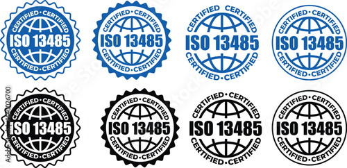 ISO 13485 Certification Badges – Vector Stamp for Medical Device Quality Standards