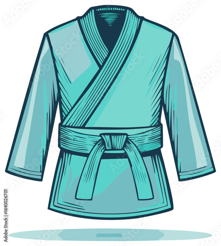 Blue Martial Arts Gi with Tied Sash