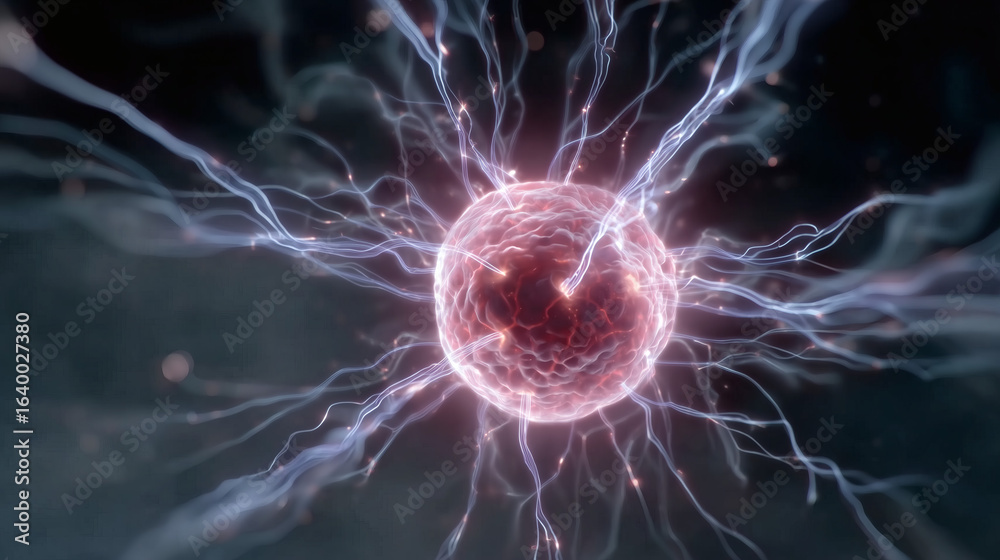 Fototapeta premium Representación artística de una descarga eléctrica desde un núcleo energético