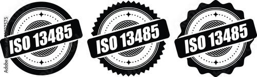 ISO 13485 Certification Badges – Vector Stamp for Medical Device Quality Standards