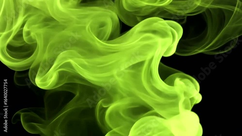 Abstract green smoke effect on black background for visual effects and design