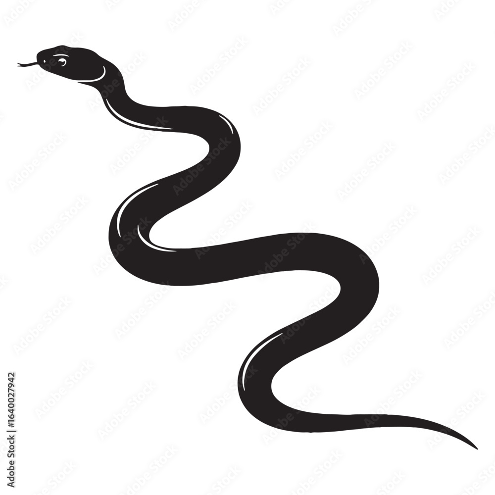 Fototapeta premium Smooth Black Mamba Silhouette – Black Mamba Vector Illustration for Stylish Graphics – silhouette of Black Mamba – snake silhouette