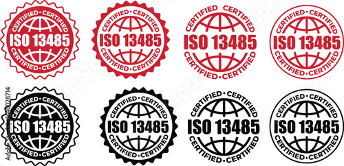ISO 13485 Certification Badges – Vector Stamp for Medical Device Quality Standards