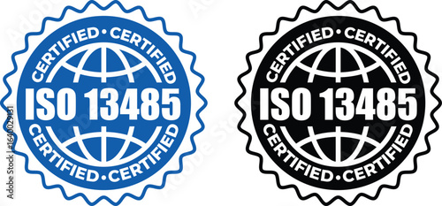 ISO 13485 Certification Badges – Vector Stamp for Medical Device Quality Standards