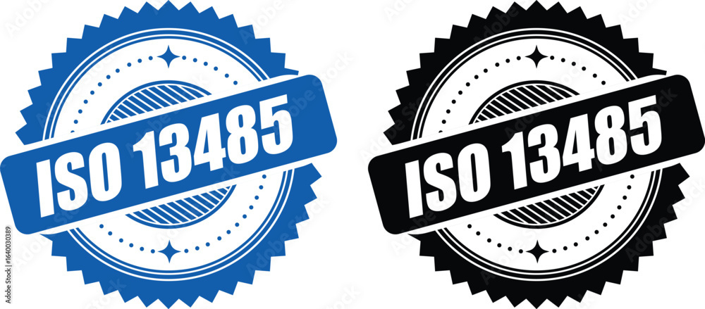 Obraz premium ISO 13485 Certification Badges – Vector Stamp for Medical Device Quality Standards