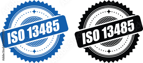 ISO 13485 Certification Badges – Vector Stamp for Medical Device Quality Standards