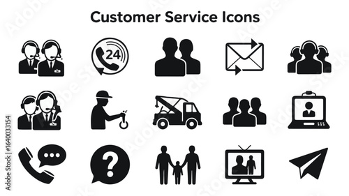Customer service icons representing communication support and assistance vector
