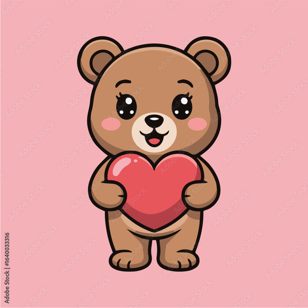 Cute teddy bear cartoon character holding a red heart, perfect for valentines day or any occasion to express love and affection with a sweet and adorable design Cute teddy bear cartoon character holding a red heart, perfect for valentines day or any occasion to express love and affection with a sweet and adorable design
