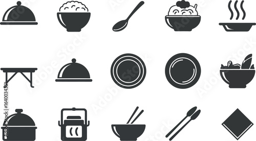 Simple Monochrome Food Icons: Restaurant Menu Design Elements