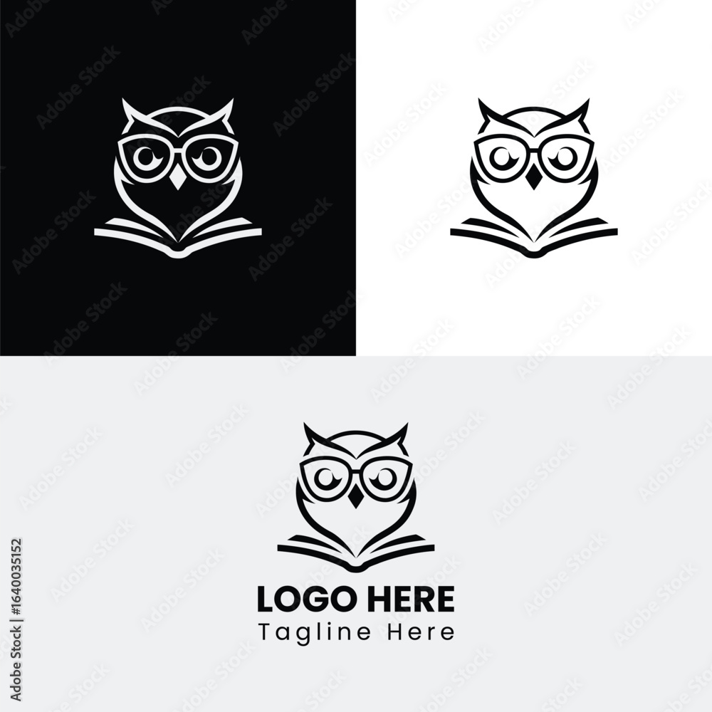 Obraz premium Smart Owl Reading Book Logo Design for Learning