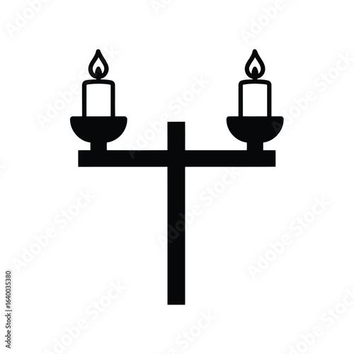 Vector art of elegant candelabrum with two burning candles representing faith and spirituality for religious ceremonies and traditional celebrations