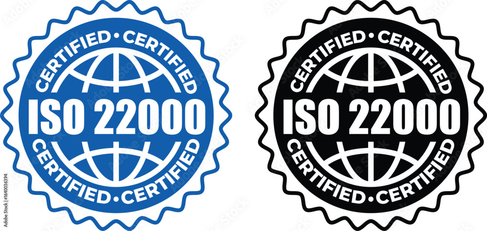 Obraz premium ISO 22000 Certification Stamp – Vector Seal and badge for Food Safety Standards