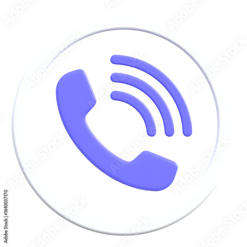 3D Phone Call Icon with Rings, Animated UI Element