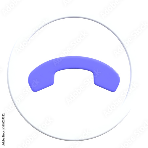 3D Declined Call Icon, Missed Call Symbol