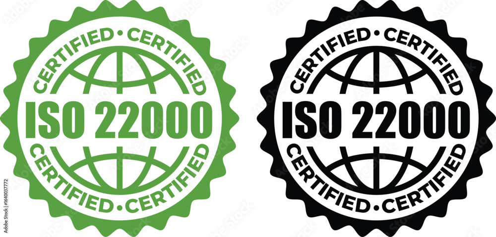 Obraz premium ISO 22000 Certification Stamp – Vector Seal and badge for Food Safety Standards