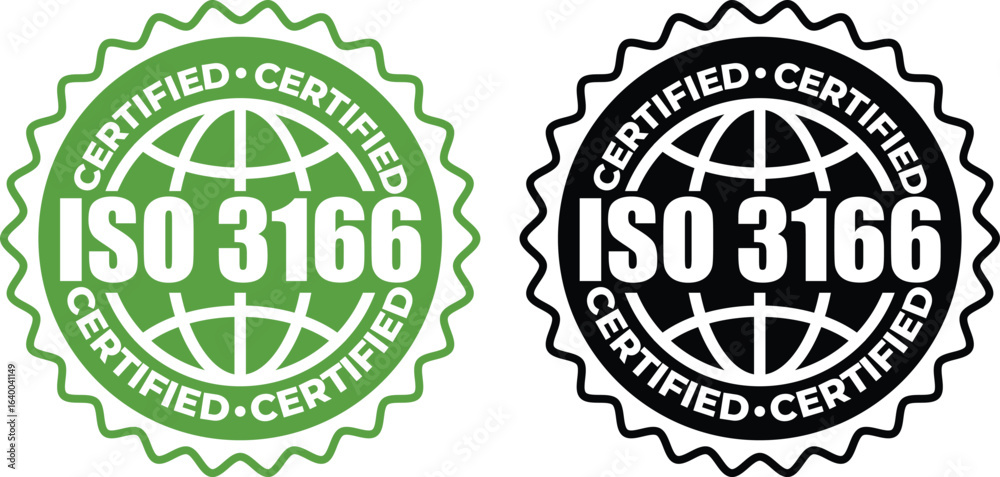 Obraz premium ISO 3166 Certified Stamp– Country Code Standard Label and Stamp Vector Design