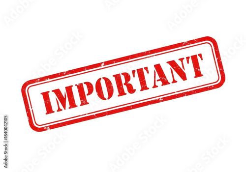 Red stamp with the word important isolated on transparent background